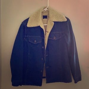 Denim Jacket with Sherpa Wool Collar